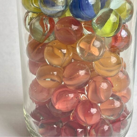 Vintage Multi Color Cat’s Eye Banana Glass Toy Marble  Jar - Picture 12 of 14